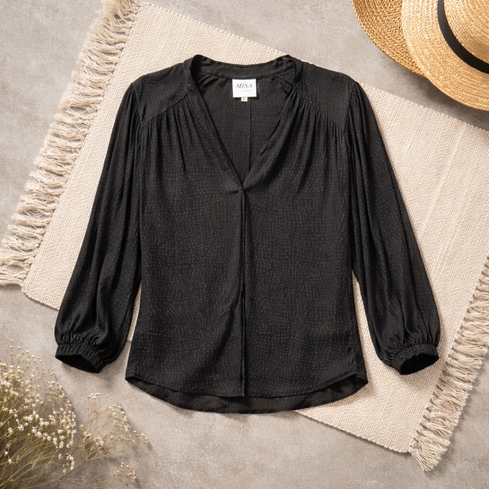 Misa Los Angeles Elegant Black Blouse size XS
